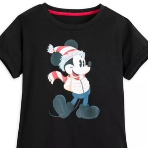 DisneyParks Mickey Mouse Cropped Sequined Holiday Tee For Women Size 1X NWT